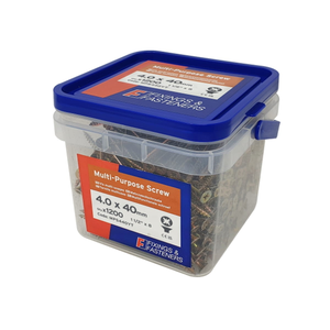 Multi-Purpose Wood Screws Fully Threaded Zinc Yellow 4.0 x 40mm (Tub Of 1200)
