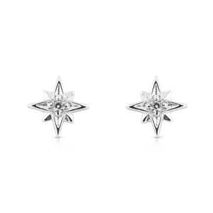 Signature Silver CZ Starburst Stud Earrings