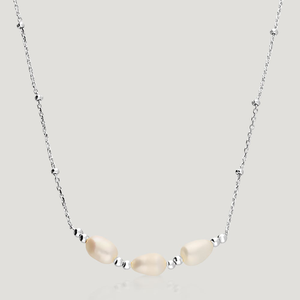 CANDY Spun Silver Freshwater Pearl Trio Necklace