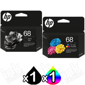 2 Pack HP 68 Genuine Inkjet Cartridges 7FP21TA + 7FP20TA [1BK,1CL]