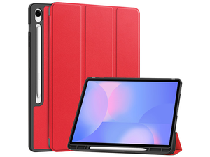 Slim Synthetic Leather Flip Case with Stand for Samsung Galaxy Tab S10 FE+ - Red