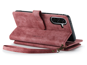 CaseMe Synthetic Leather Wallet Case with Zipper Pocket for Samsung Galaxy A36 - Blush