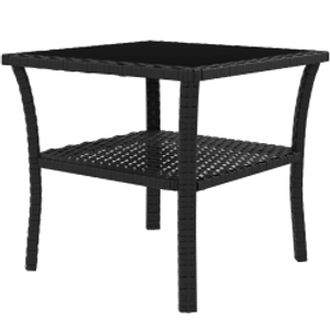 Outsunny Two-tier PE Rattan Square Coffee Table - Black