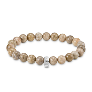 Classic Charm Club Silver Jasper Bead Charm Bracelet