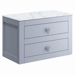 Crosswater Canvass Vanity Unit with White Carrara Marble Effect Worktop