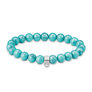 Classic Charm Club Silver Turquoise Bead Charm Bracelet