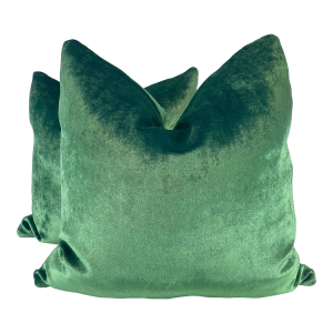 Iridescent Velvet in Green 22" Pillows-A Pair
