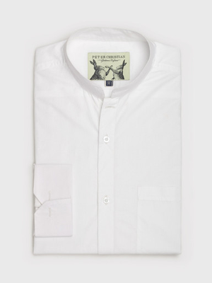 White Double Cuff Cotton Nehru Shirt
