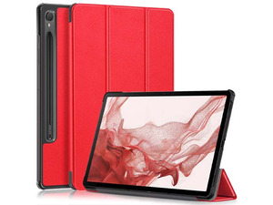 Slim Synthetic Leather Flip Case with Stand for Samsung Galaxy Tab S10 FE - Red