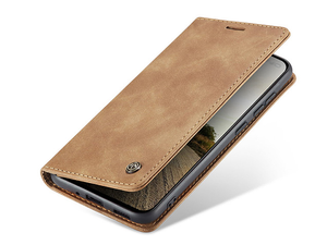 CaseMe Slim Synthetic Leather Wallet Case with Stand for OPPO Reno13 Pro - Tan