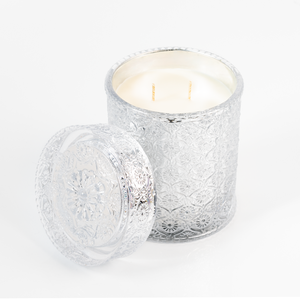 Freya & Sol Glass Flowers Candle Silver Vanilla Delight 460g