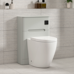 Venice 550mm Dove Grey BTW WC Unit with Elva Rimless Short Projection Toilet Pan & Seat, Cistern