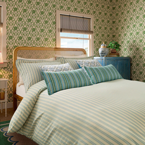 Ticking Stripe Duvet Cover SET, Blue/Green