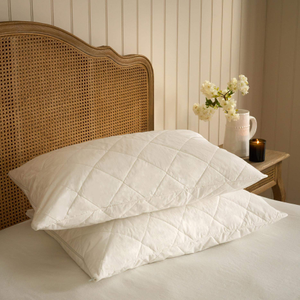 Feather and Black Quilted Cotton Pillow Protector Pair