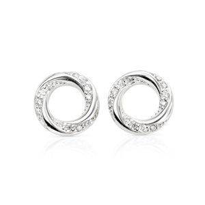 Signature Silver CZ Swirl Earrings