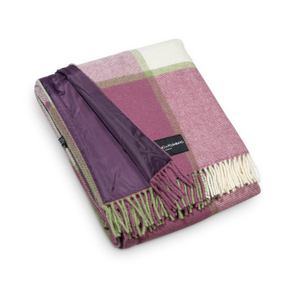 Pure New Wool Picnic Blanket - Pink Checks