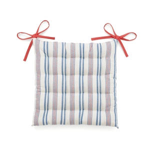 Ticking Stripe Seat Pad, Blue/Red