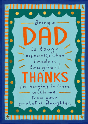 Thanks From Your Grateful Daughter Typography Father's Day Card