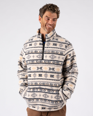 Morgan - Mens 1/4 Neck Borg Fleece - Cream