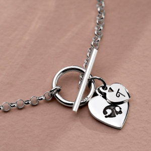 CANDY Love Silver Hearts Pet Nose Print Engraving T-Bar Bracelet