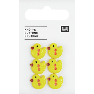 Carte de 6 boutons poussins - Jaune 13 x 12 mm