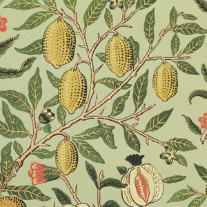 William Morris Fruit Orange Printed Cotton Fabric Pistachio