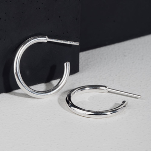 CANDY Cane Small Silver Open Hoop Earrings