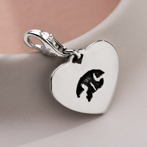 Classic Silver Pet Nose Print Engraving Heart Charm