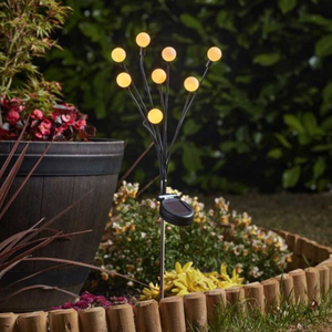 Solar Powered 8-Stem GloGlobes Stake Light with Warm White LEDs for Garden Decoration