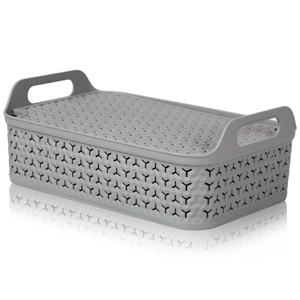 Shallow Urban Style Plastic Storage Basket with Lid