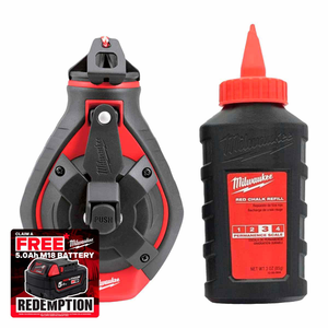 Milwaukee 4932498391 Bold Line Chalk Reel & Red Chalk Refill