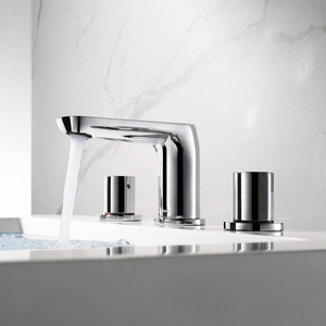 Flova Allore 3 Hole Basin Mixer Tap with Clicker Waste in Diamond Chrome
