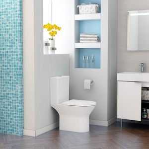Imex Blade Rimless Open Back Close Coupled Toilet with Soft Close Seat in White