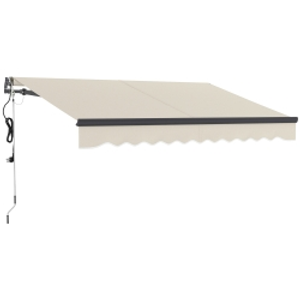 Outsunny 2.5 x 2m Electric Awning with Remote Controller, Aluminium Frame Retractable Awning, Beige