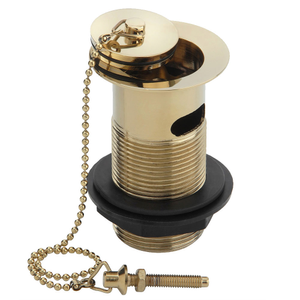 Traditional Gold Plated Slotted Basin Waste with Plug + Ball Chain