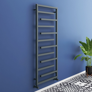 Arezzo Designer Heated Towel Rail - Geometric Style, Anthracite Grey, 1380mm x 600mm