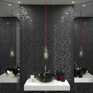 Hex Black Mosaic Tile Sheet - 301 x 297mm