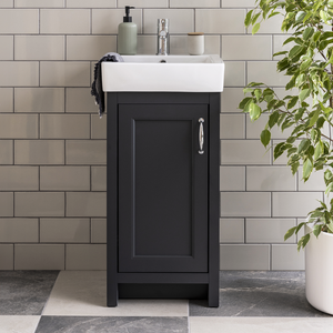 Chatsworth Traditional Graphite Vanity - 425mm Wide with Chrome Handle