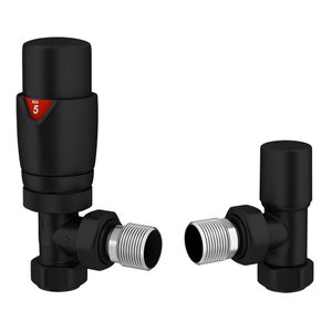 Monza Matt Black Angled Thermostatic Radiator Valves - Energy Saving