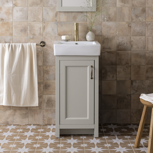 Chatsworth Traditional Grey Vanity - 425mm Wide with Antique Brass Handle