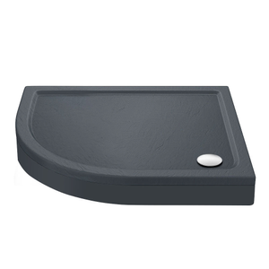Aurora LH Slate Effect Stone Offset Quadrant Shower Tray + Riser Kit 900 x 760mm