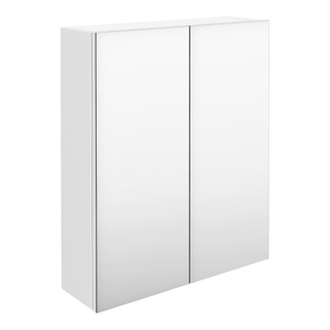 Brooklyn 600mm Gloss White Bathroom Mirror Cabinet - 2 Door