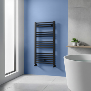 Toreno Heated Towel Rail - Matt Black - 500 x 1000mm - Straight Bars