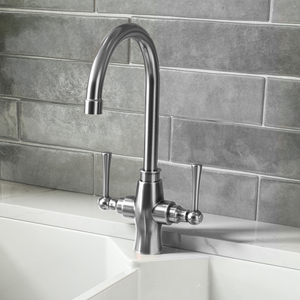 Bower Trafalgar Dual Lever Kitchen Mixer Tap - Brushed Nickel