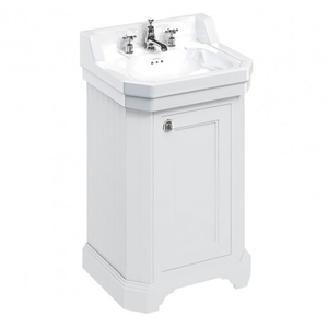Burlington Edwardian 560mm Matt White Freestanding Cloakroom Vanity Unit & Basin 1 Tap Hole