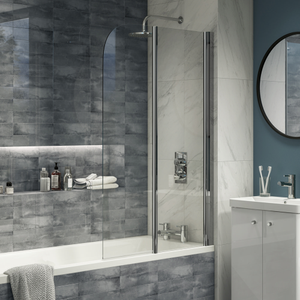 Cruze 800 x 1400 Chrome 6mm Bi-Fold Hinged Pivot Bath Screen Right Hand Version