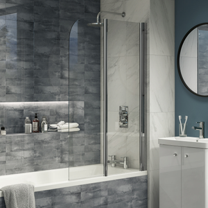 Cruze 900 x 1400 Chrome 6mm Bi-Fold Hinged Bath Screen Right Hand Version