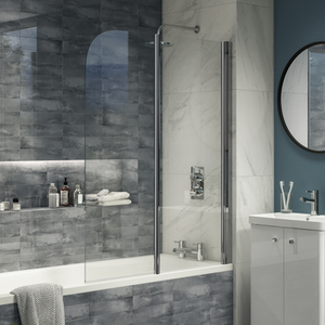 Cruze 1100 x 1400 Chrome 6mm Bi-Fold Hinged Bath Screen Right Hand Version