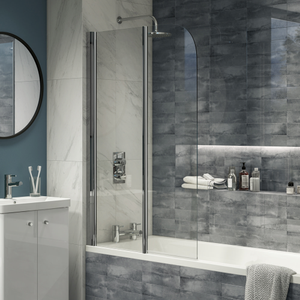 Cruze 800 x 1400 Chrome 6mm Bi-Fold Hinged Pivot Bath Screen Left Hand Version