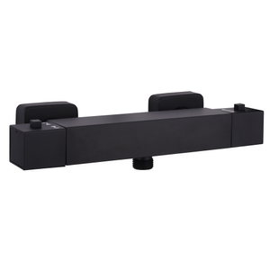 Arezzo Matt Black Square Thermostatic Bar Shower Valve